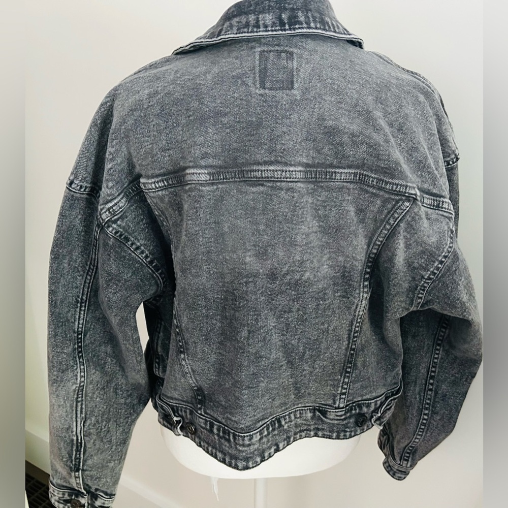 Black acid wash cropped Jean Jacket women XS  100% cotton Wild Fable - Picture 5 of 7